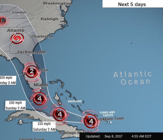 Hurricane Irma becomes Category 5 storm again
